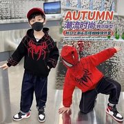 蜘蛛侠男童连帽卫衣春秋装2024新款中小童男孩宝宝洋气外穿薄外套