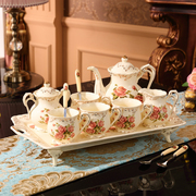 欧式咖啡具套装带托盘英式下午茶茶具家用陶瓷花茶咖啡杯高档奢华