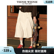 TeenieWeenie小熊女装2024年夏季户外风伞裙中长裙白色裙子女