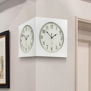 双面挂钟客厅家用时尚，直角钟表创意时尚装饰挂墙时钟，拐角两面挂表