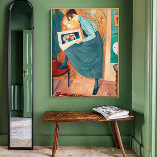纳尔乔林美式人像油画挂画竖版抽象艺术走廊玄关装饰画客厅墙壁画