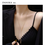 DANIKA 欧美精致长款Y字项链2023年女小众设计感18k金毛衣链