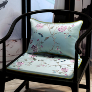 新中式椅垫刺绣花朵沙发，坐垫圈椅太师椅餐椅海绵垫，防滑夏薄款定制