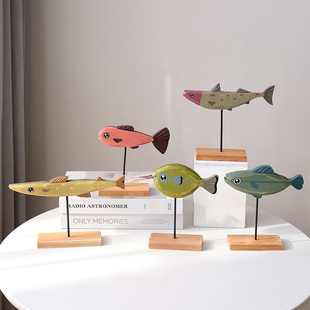地中海风格创意木质小鱼摆件手工，制作摆设桌面客厅儿童房装饰礼物