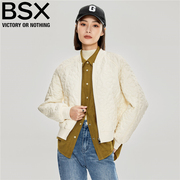 BSX女装上衣花朵绗线梭织插肩袖棒球领棉衣外套 18373907