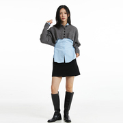 mthey2k高腰短款长袖毛衣罩衫，外套韩版时髦披肩针织小开衫