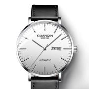 瑞士品牌镂空机械表 男士商务手表防水 简约双日历手表