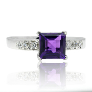 贵菲尔珠宝925银紫水晶戒指