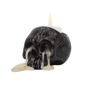 创意家居装饰火纹黑骷髅头烛台 树脂蜡烛底座 工艺品装饰小摆件