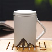 创意陶瓷茶杯过滤个性马克杯带盖勺简约咖啡杯办公室水杯子礼盒装