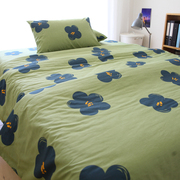 绿色的花床单单件纯棉布，简约素雅大花，1.2米1.8床单人双人全棉床笠