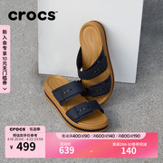 Crocs女鞋卡骆驰布鲁克林编织低跟凉鞋厚底凉拖鞋209978