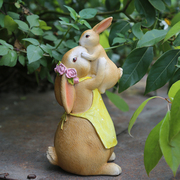 花园装饰 庭院园艺摆件卡通小动物创意可爱树脂兔子摆件装饰品