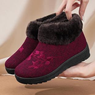 老北京布鞋女棉鞋冬季妈妈，加绒加厚保暖中老年，人棉靴防滑奶奶鞋子