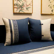 新中式青花瓷棉麻抱枕古典红木沙发靠垫夏季透气床头大靠垫靠背套