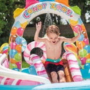 57149 家用儿童戏水池宝宝洗澡海洋球池滑梯喷水充气游泳池