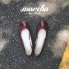 marcha芭蕾舞酒红镜面小香风，气质百搭蝴蝶结，浅平底女单上班四季鞋