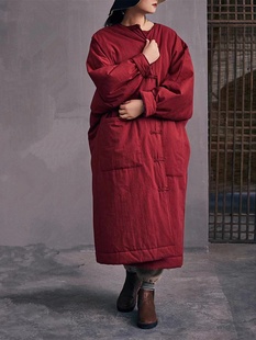 冬季棉袄大衣大码棉袍，夹棉保暖中长款女棉衣中式复古棉服加厚外套