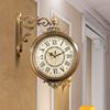 美式欧式轻奢创意双面挂钟，客厅挂墙钟表家用时尚新中式挂表时钟