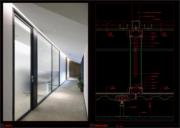 （142）办公室铝合金双玻璃内置百叶隔断节点CAD施工图
