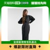 香港直邮潮奢 ASOS 女士设计缎面蝙蝠袖裹式束腰长款连衣裙(黑色)