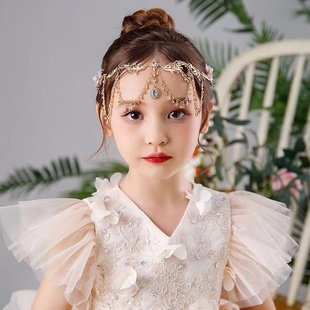 梦幻锆石羽毛发夹额饰儿童仙，女仙气精灵造型，流苏发饰气质婚纱礼服