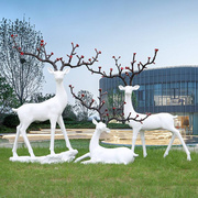 户外抽象仿铜梅花鹿雕塑售楼部玻璃钢鹿摆件园林景观仿真动物装饰