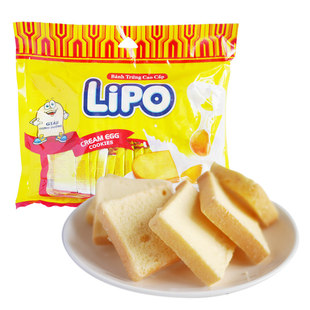 越南进口Lipo面包干鸡蛋牛奶蛋糕饼干休闲零食烤面包片奶油味300g
