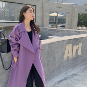 紫色风衣外套女春季短款小个子2023年高级感韩系chic工装大衣
