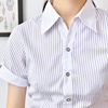 高档银行衬衫女短袖，修身大码黑白，竖条纹职业装工装长袖衬衣工作服