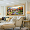美式油画客厅挂画沙发背景墙装饰画，山水画风景手绘欧式壁画高级感
