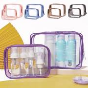透明化妆包大容量便携防水洗漱包旅行收纳包多功能2件套粉色包包