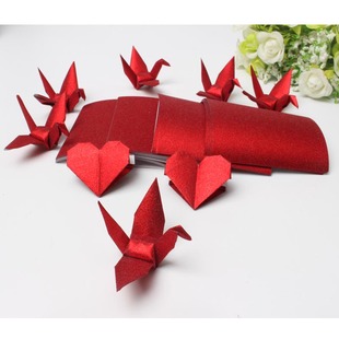 情人节礼物女友7厘米金粉闪钻红色正方形儿童手工折纸千纸鹤成品