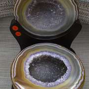 天然水晶玛瑙聚宝盆紫晶洞原石钱袋子装饰观赏摆件消磁水晶5