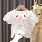 女童短袖t恤夏装洋气，1-6岁女宝宝娃娃，领樱桃婴幼儿纯棉上衣