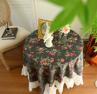 法式美式韩式田园蕾丝花边全棉，纯棉长方圆形布艺桌布盖布沙发巾
