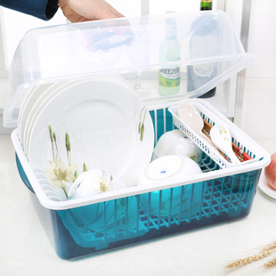 碗柜塑料厨房沥水碗架带盖碗筷餐具收纳盒，放碗碟架滴水碗盘置物架