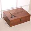桌面收纳盒木盒子带锁zakka明信片文件整理箱长方形大号木证