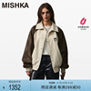 mishkanyc大眼球女春秋冬美式复古小个子，毛呢棒球服夹克外套短款