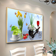 现代简约创意餐厅装饰画轻t奢风挂画水果酒杯客厅饭厅餐桌墙面壁