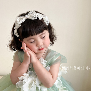 蕾丝蝴蝶结发箍女儿童可爱头箍发饰女童宝宝发捆韩版公主发卡头饰