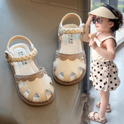 女童包头镂空凉鞋2024年夏季儿童，时尚软底公主凉鞋小女孩童鞋