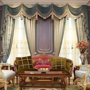 包安装(包安装)欧式窗帘，美式窗纱高档帘头雪尼尔豪华客厅简欧遮光布料