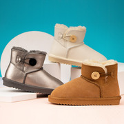 2022冬季儿童雪地靴，真皮男女童棉鞋，防水加绒保暖防滑牛皮短靴