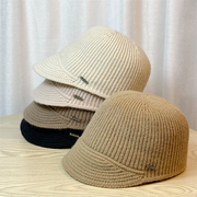 帽子女秋冬季鸭舌帽设计感小众条纹女士针织帽马术帽个性时尚