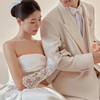 白色新娘婚纱手套结婚礼服气质缎面蕾丝长款优雅韩版全指春秋冬季