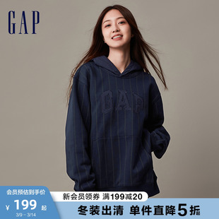 Gap男女装冬季LOGO软磨抓绒保暖连帽衫加厚情侣装卫衣841193