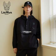 lifework2023年秋季韩版侧拉链夹克，外套连帽套头休闲上衣潮
