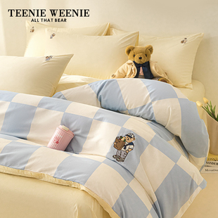 TeenieWeenie小熊全棉印花刺绣四件套纯棉被套床单床上用品三件套