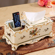 欧式奢华纸巾盒陶瓷摆件客厅，茶几多功能抽纸盒，装饰品遥控器收纳盒
